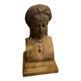 Pair of cast iron andirons with face