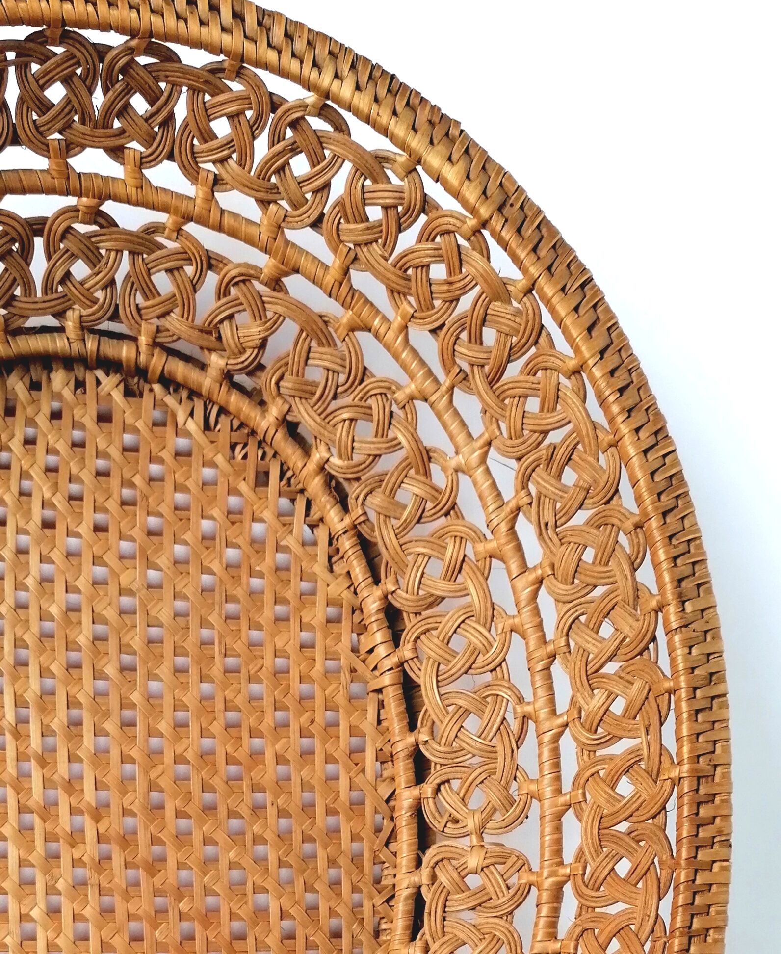Old basket braided in rattan