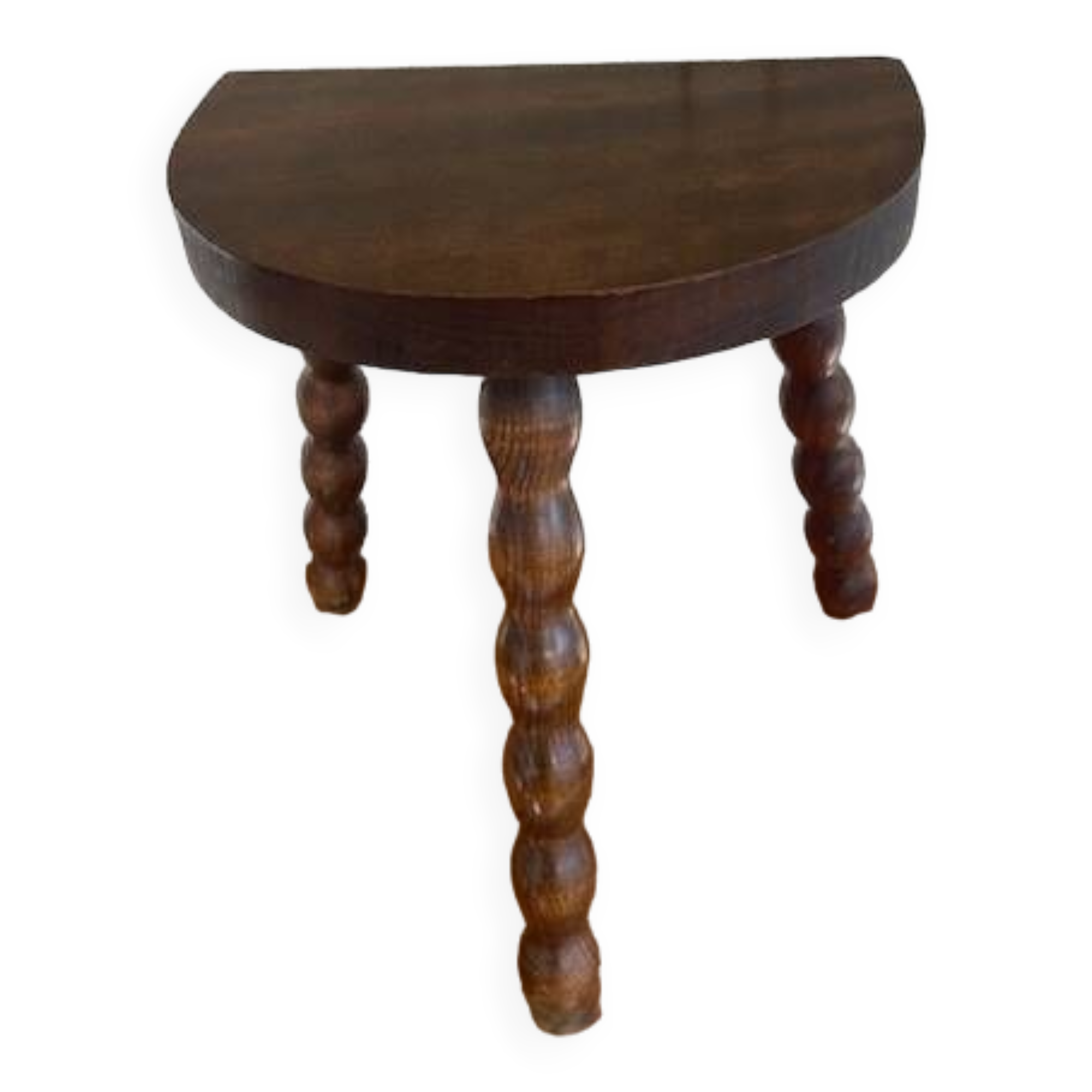 Low tripod stool with turned legs