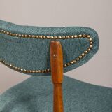 Pair of 60s vintage chairs in green fabric Italian design