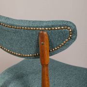 Pair of 60s vintage chairs in green fabric Italian design