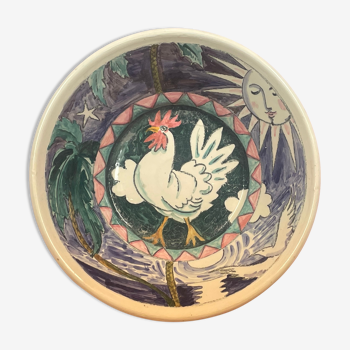 Salad bowl, rooster, signature to be identified