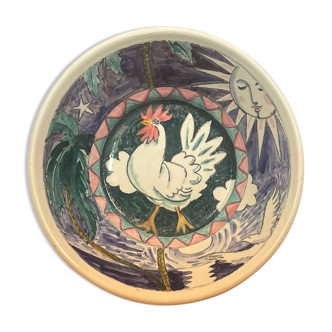 Salad bowl, rooster, signature to be identified