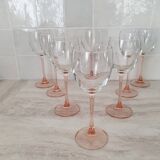 8 Pink Stem Wine/Water Glasses