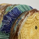 Pair of Art Nouveau Cache-Pots in Barbotine - Bird & Ribbon Decor - Fon