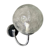 Wall lamp glass globe and chrome 1970