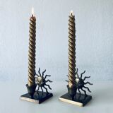 Pair of sun candle holders