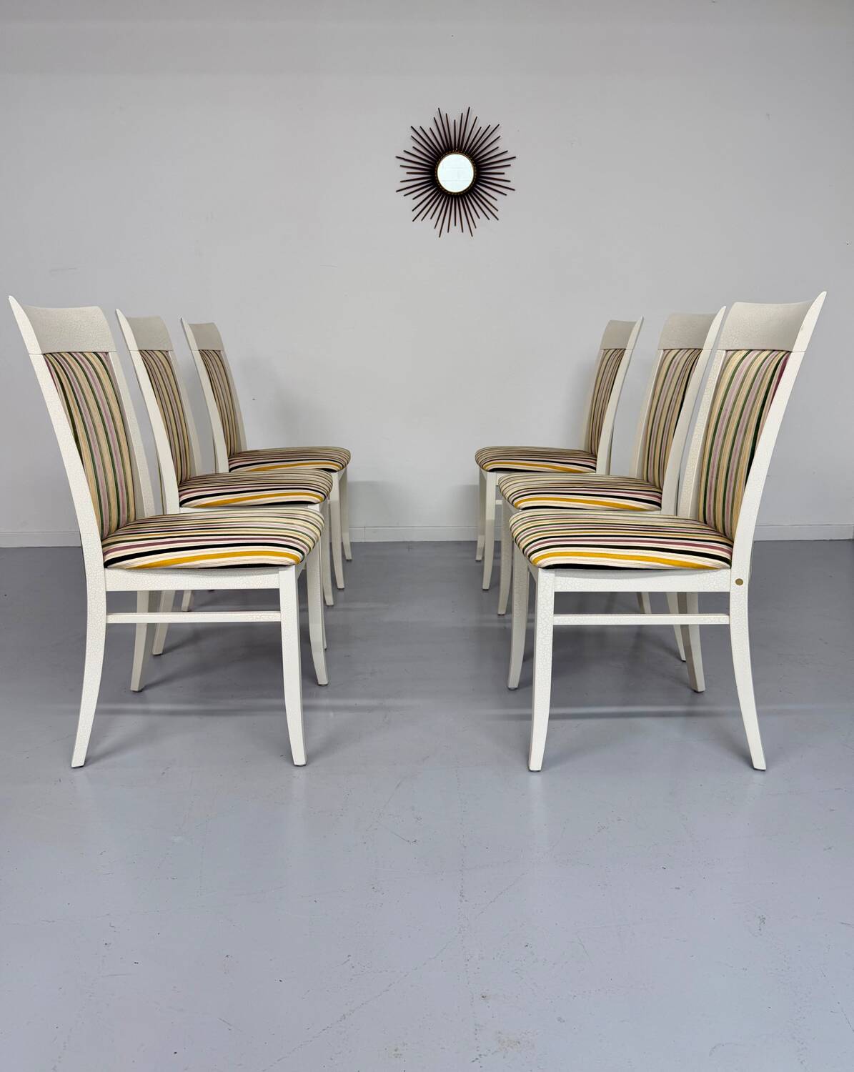 6 thonet gebruder designer chairs with crackle lacquer finish, 1980s vintage