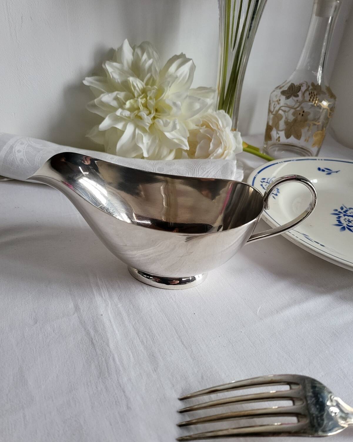 Silver-plated sauce boat