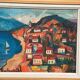 Original Swedish Oil on Panel – “Coastal Town” by Bartovicz 71 – Vintage & Framed – 51 × 41 cm (20" x 16.1")