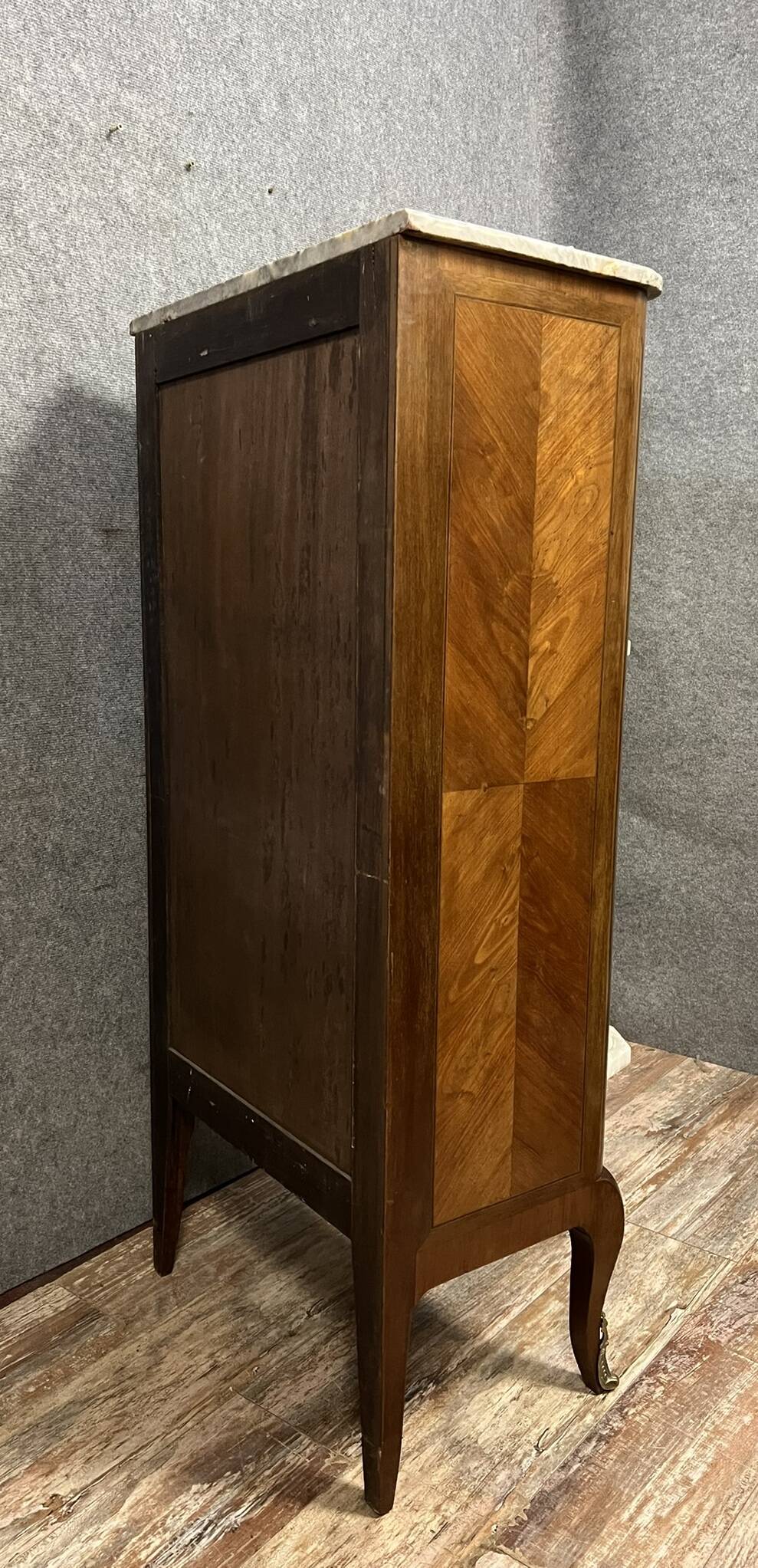 Louis XV style cabinet in marquetry circa 1850