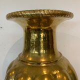 Vase with godrons in hammered brass XX century