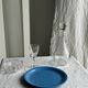 Set of 2 sky blue plates, one slotted