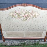 antique fabric and wood headboard
