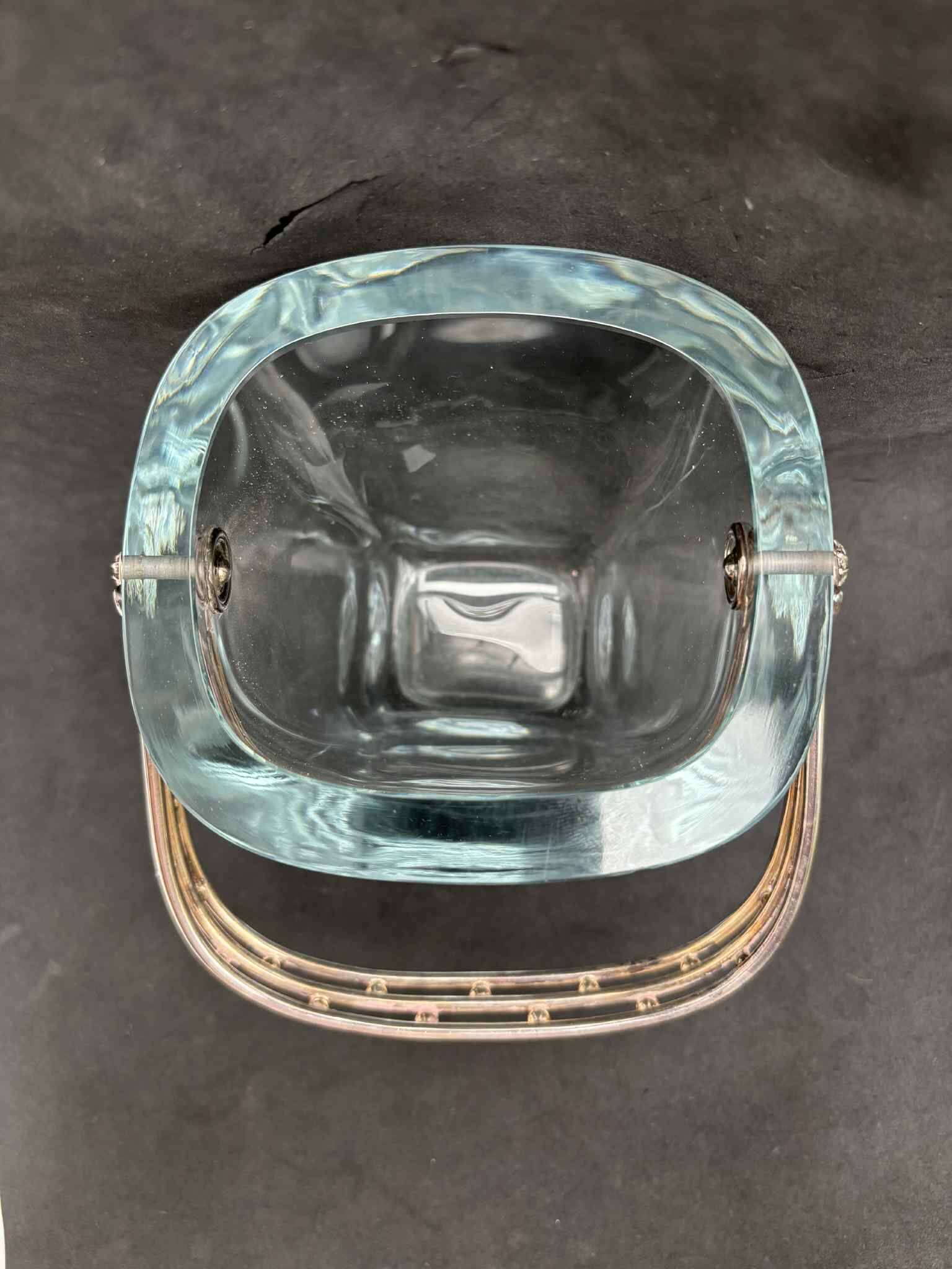 Strombergshyttan sterling silver and art glass ice bucket