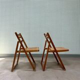 Pair of 70s wooden folding chairs