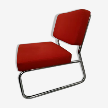 Vintage design armchair vintage red orange foot metal 70
