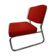 Fauteuil chauffeuse design vintage rouge orangé pied métal 70
