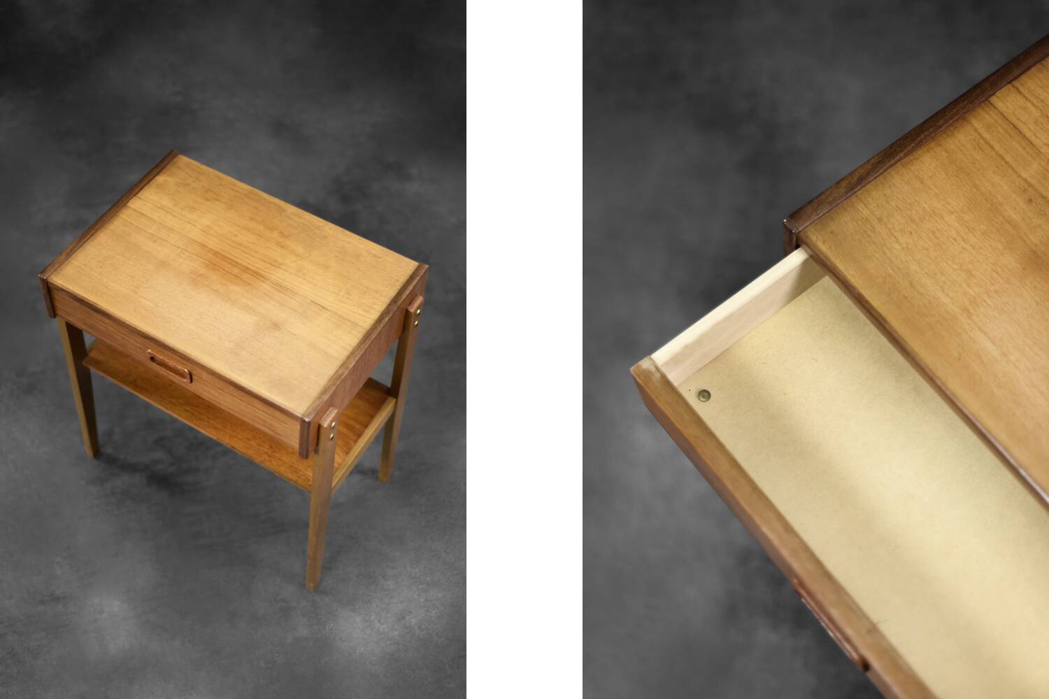 Vintage Mid-Century Scandinavian Modern Teak Nightstands, 1960s, Set of 2
