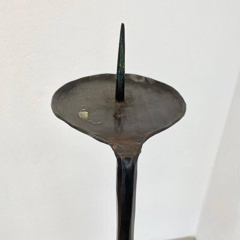 Large brutalist bronze candleholder by Manfred Bergmeister, Germany, 1970s