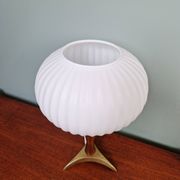 Scandinavian table lamp in teak and frosted white glass, 1960.