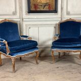 Pair Of Armchairs For Queen Louis XV, Carved “oak” Wood 18th Century