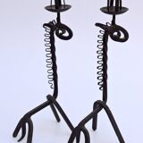 Pair of vintage candle holders zoomorphic wrought iron giraffe