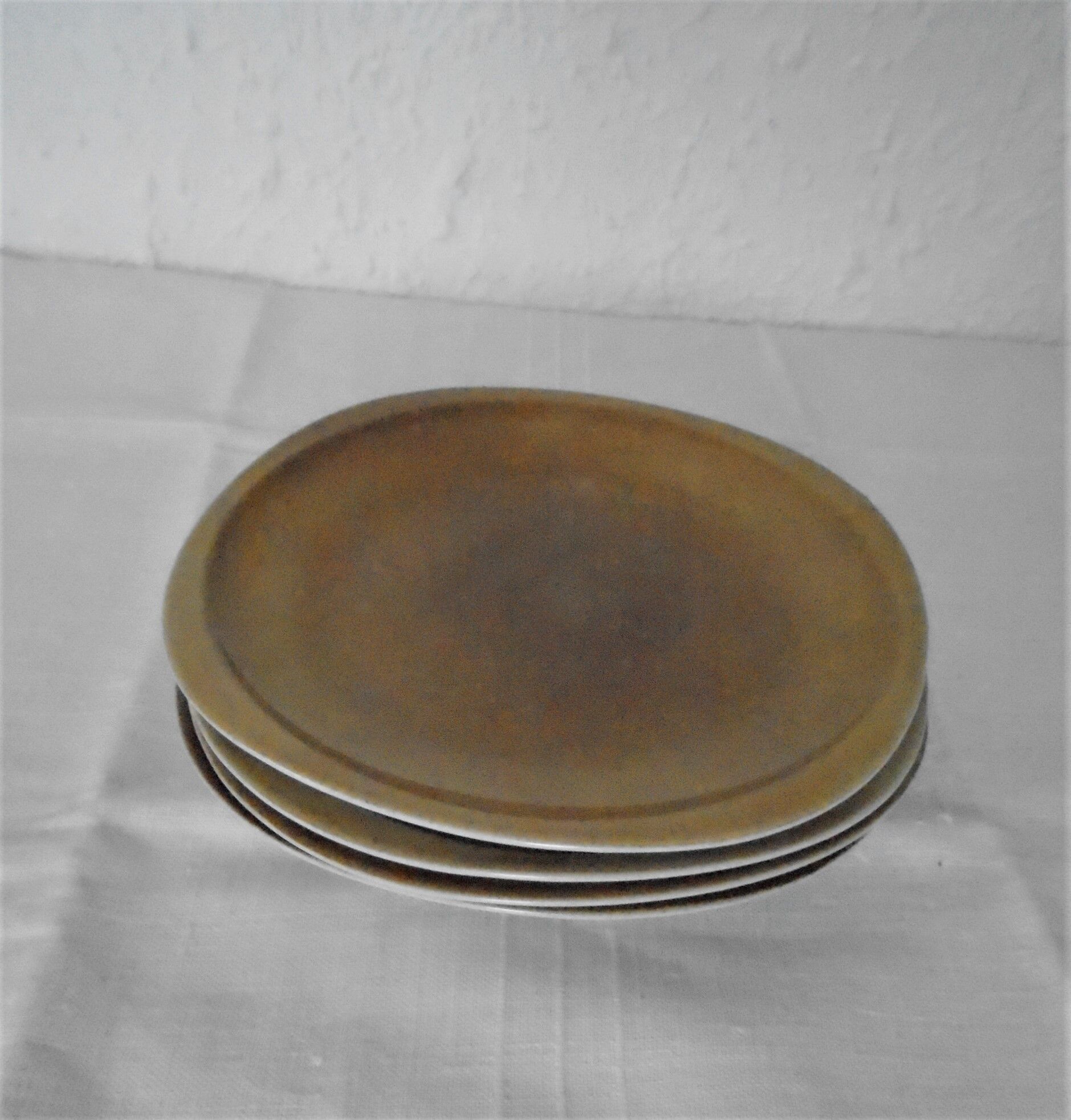 4 Flat flat enamel enamel porcelain from Sologne France 70/80 years