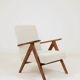 Vintage long chair off-white bouclé zigzag