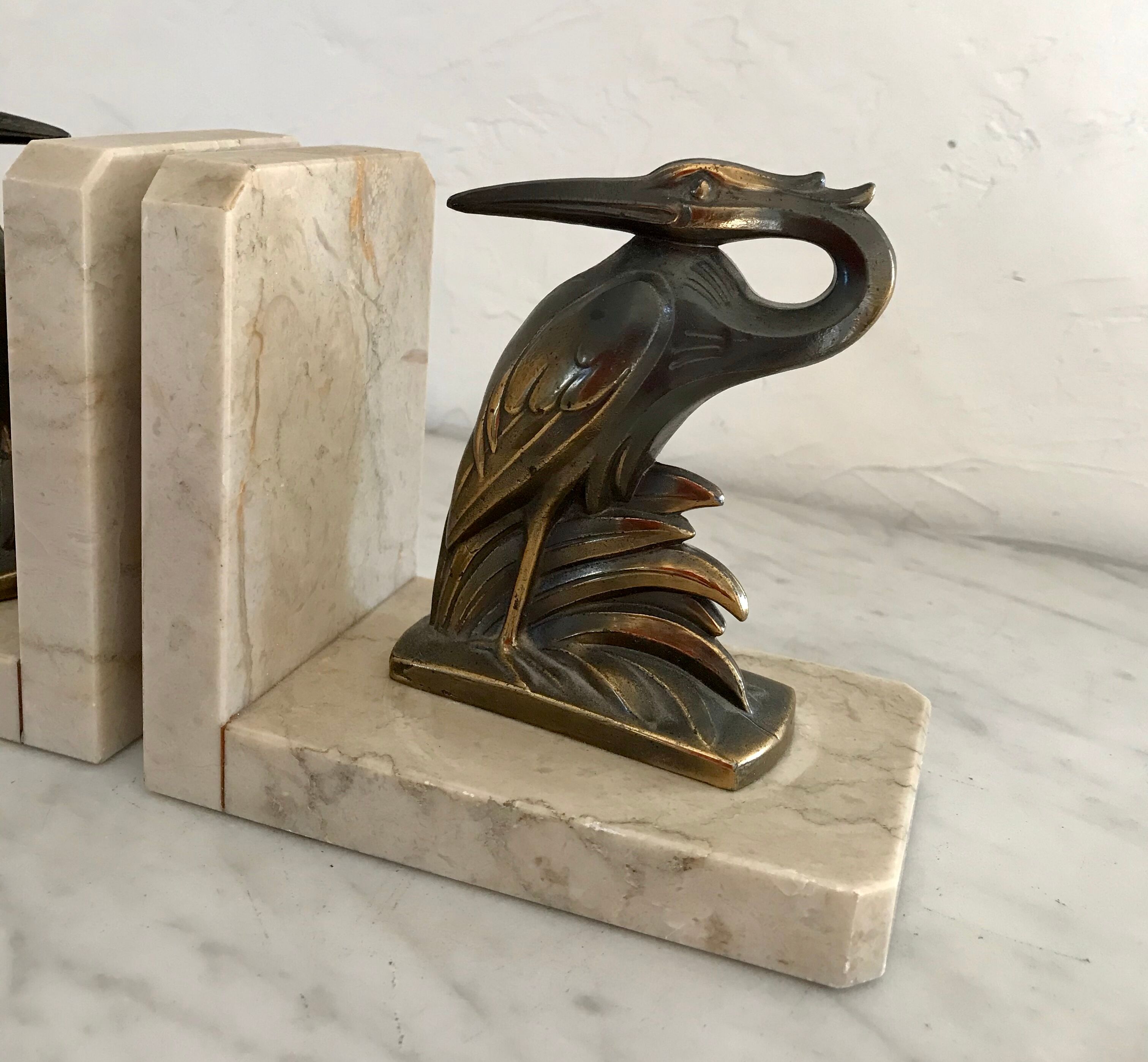 Art deco heron bookends