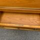 Secretary with drop-leaf in Louis XVI style, made of solid wood and brass, desk/commode.