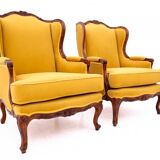 A pair of wing chairs, France, circa 1920. After renovation.