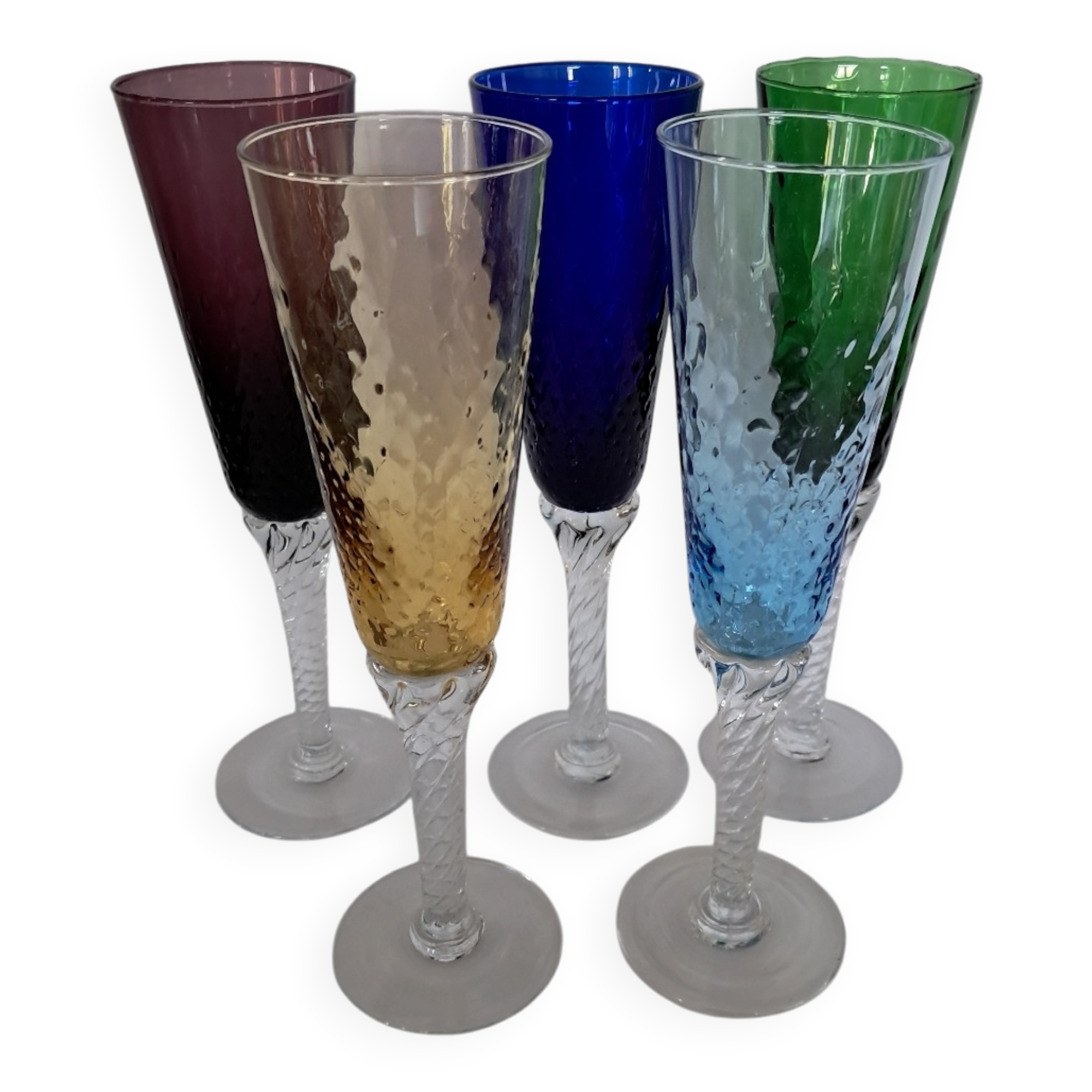 5 Murano champagne flutes