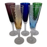 5 Murano champagne flutes