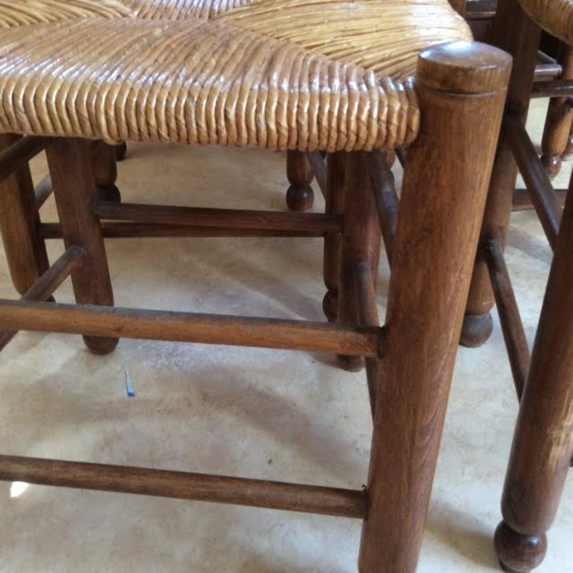 Lot de 6 chaises en bois et paille