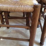 Set of 6 chairs in wood and straw