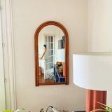 Large Scandinavian style arc wall mirror in bamboo