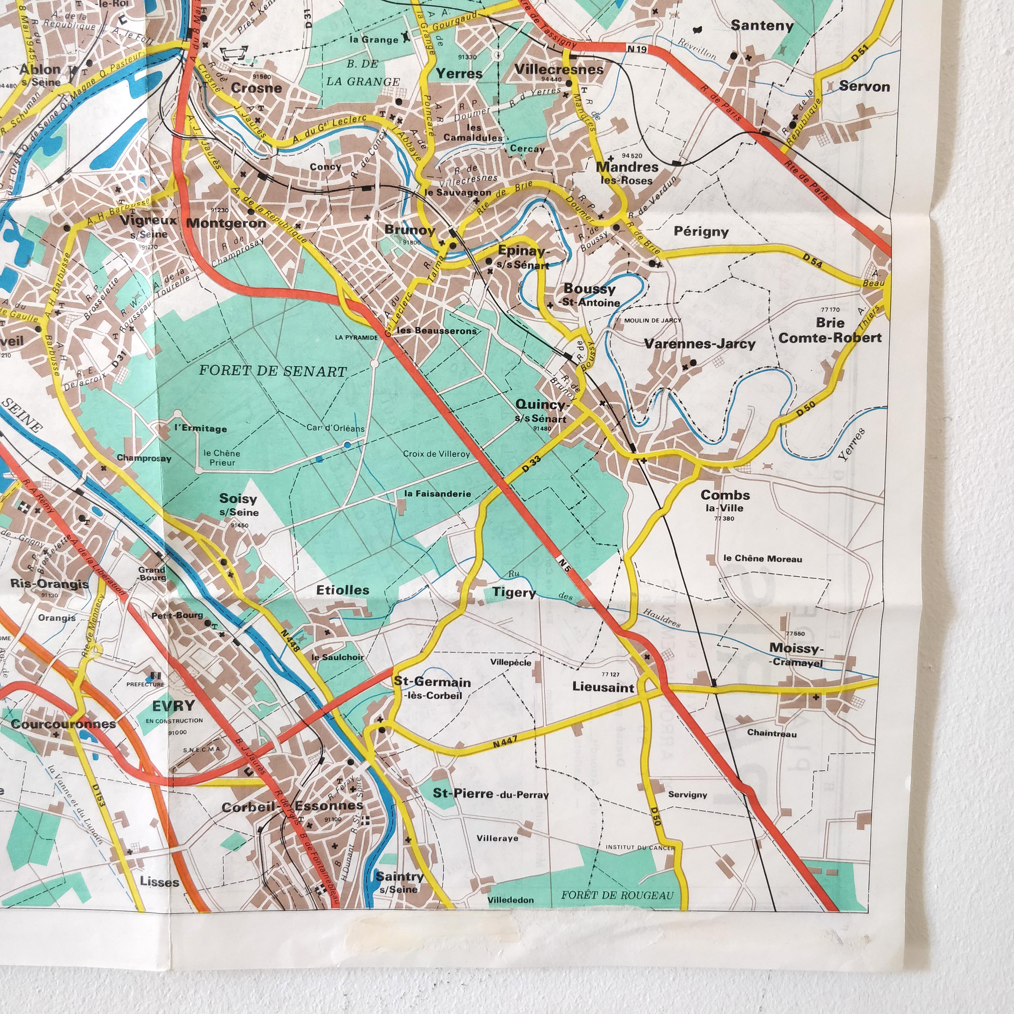Map old Paris suburb 74x55cm edition A. Leconte 1970