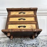 Boîte à bijoux commode 3 tiroirs bambou vintage