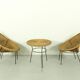 1950s Italian Rattan Basket Chairs & Matching Bistro Table Set