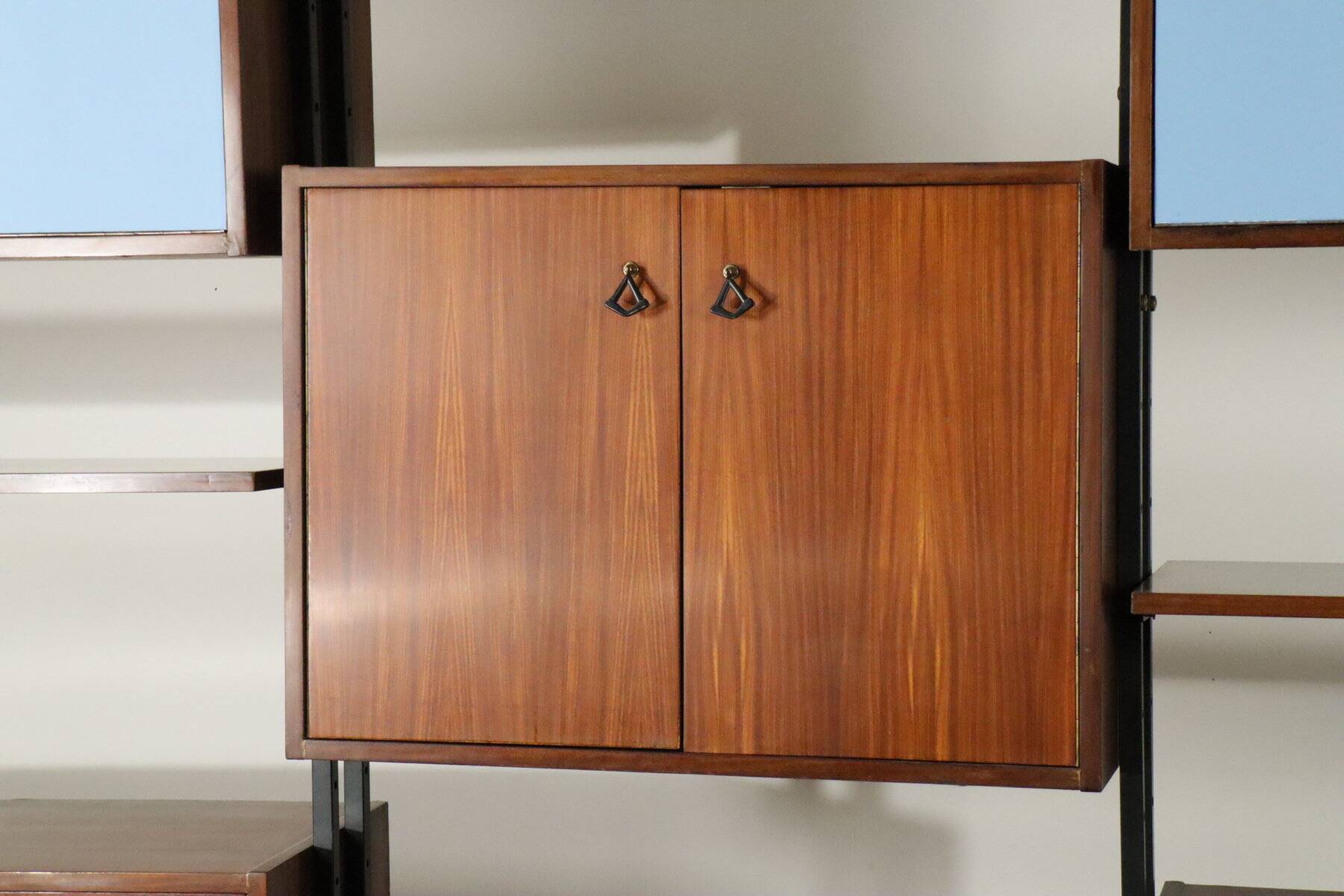 Vintage Italian bookcase in wood and metal, 1960