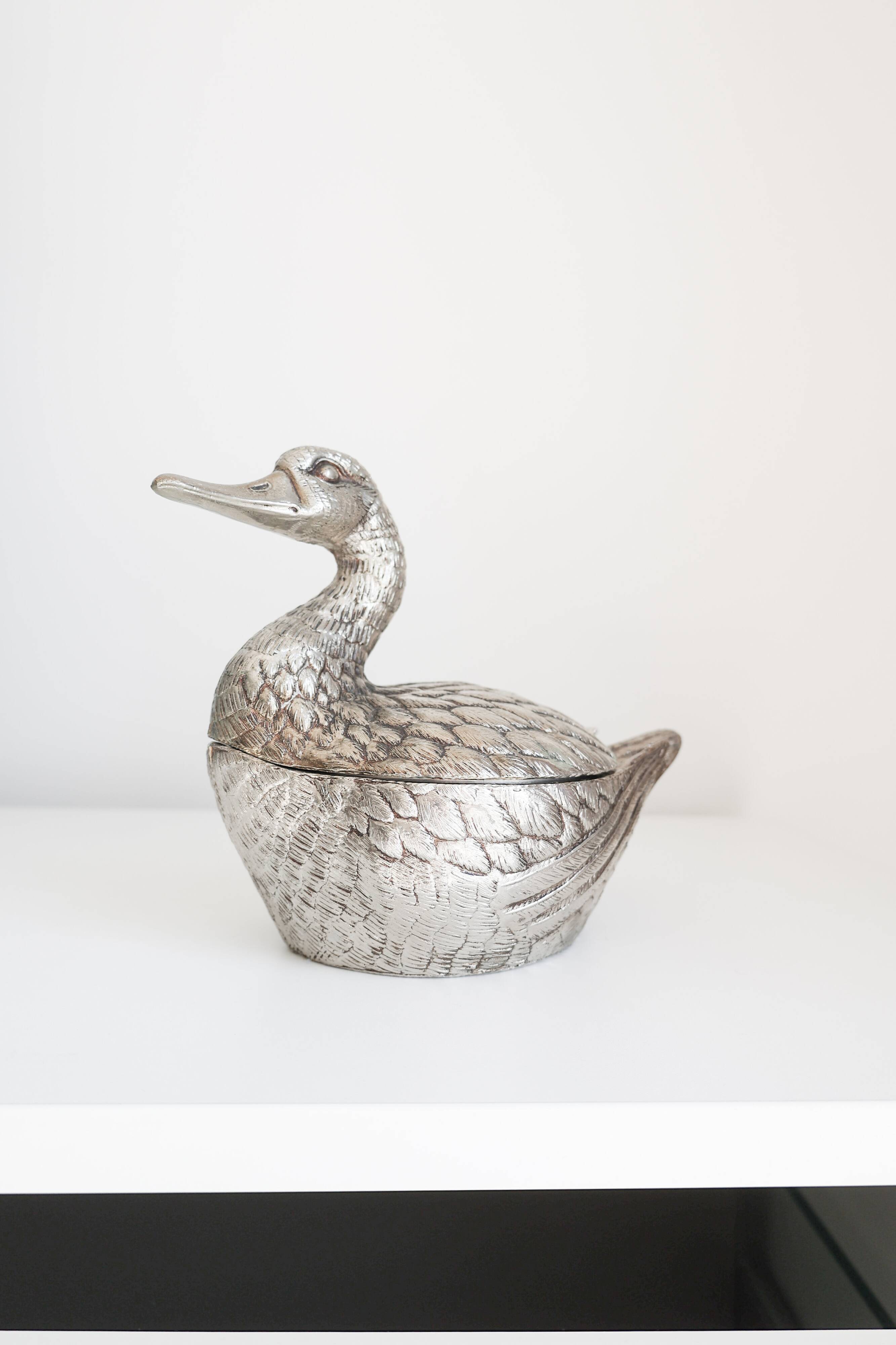 Vintage swan ice bucket by Mauro Manetti, Italy, 1970s