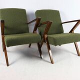 Vintage olive green boucle armchair, 1970s