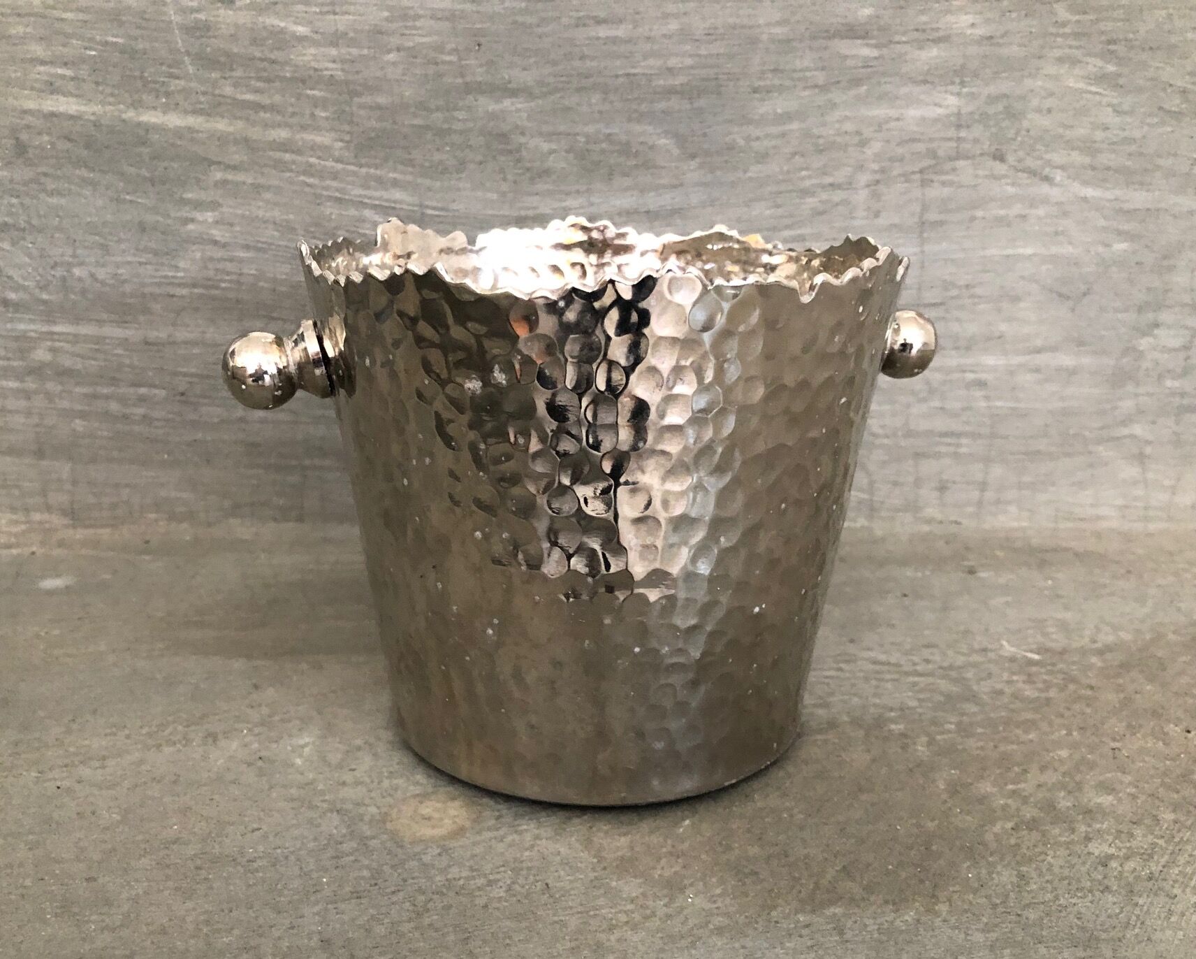 Hammered metal ice bucket