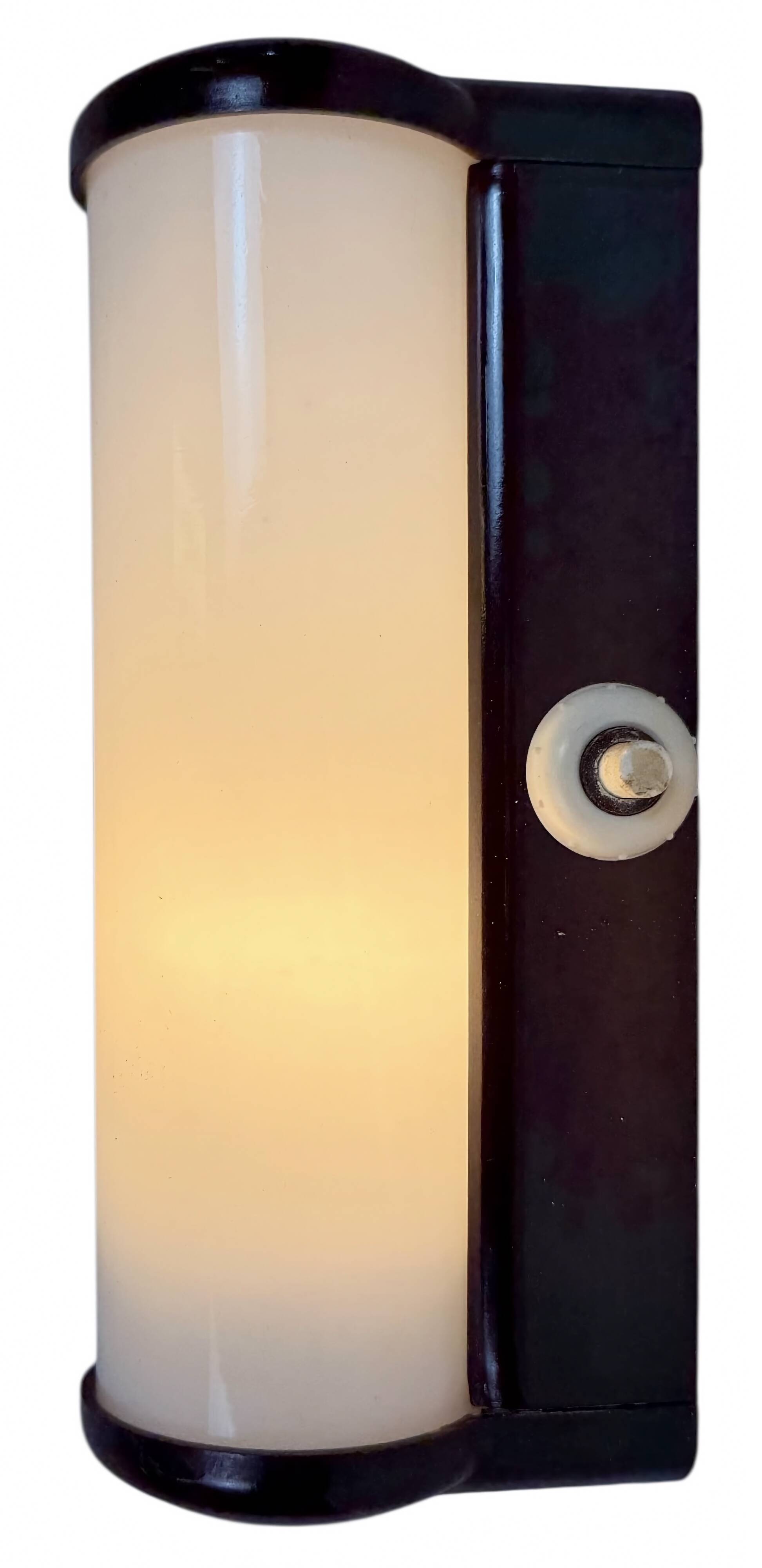 Industrial Brown Bakelite Wall Light with Milk Glass, 1950s