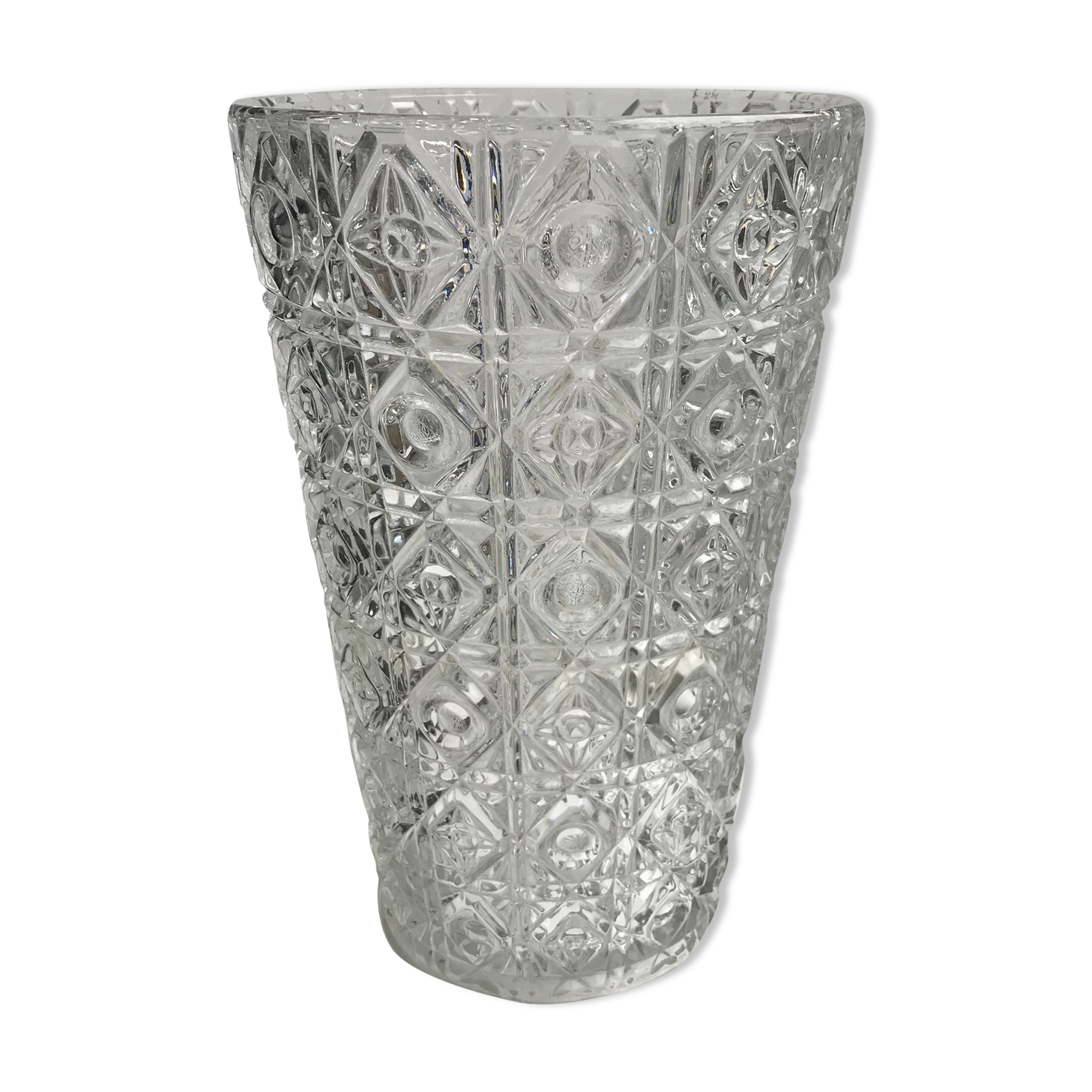 Large molded glass vase 50s art deco style
