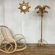 Rocking flesh in bamboo rattan and vintage wicker 1950