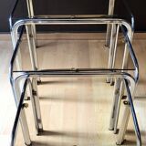3 Vintage Chrome Nesting Coffee Tables 70'