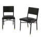 Jacques Quinet paire de chaises cuir noir laiton 1950