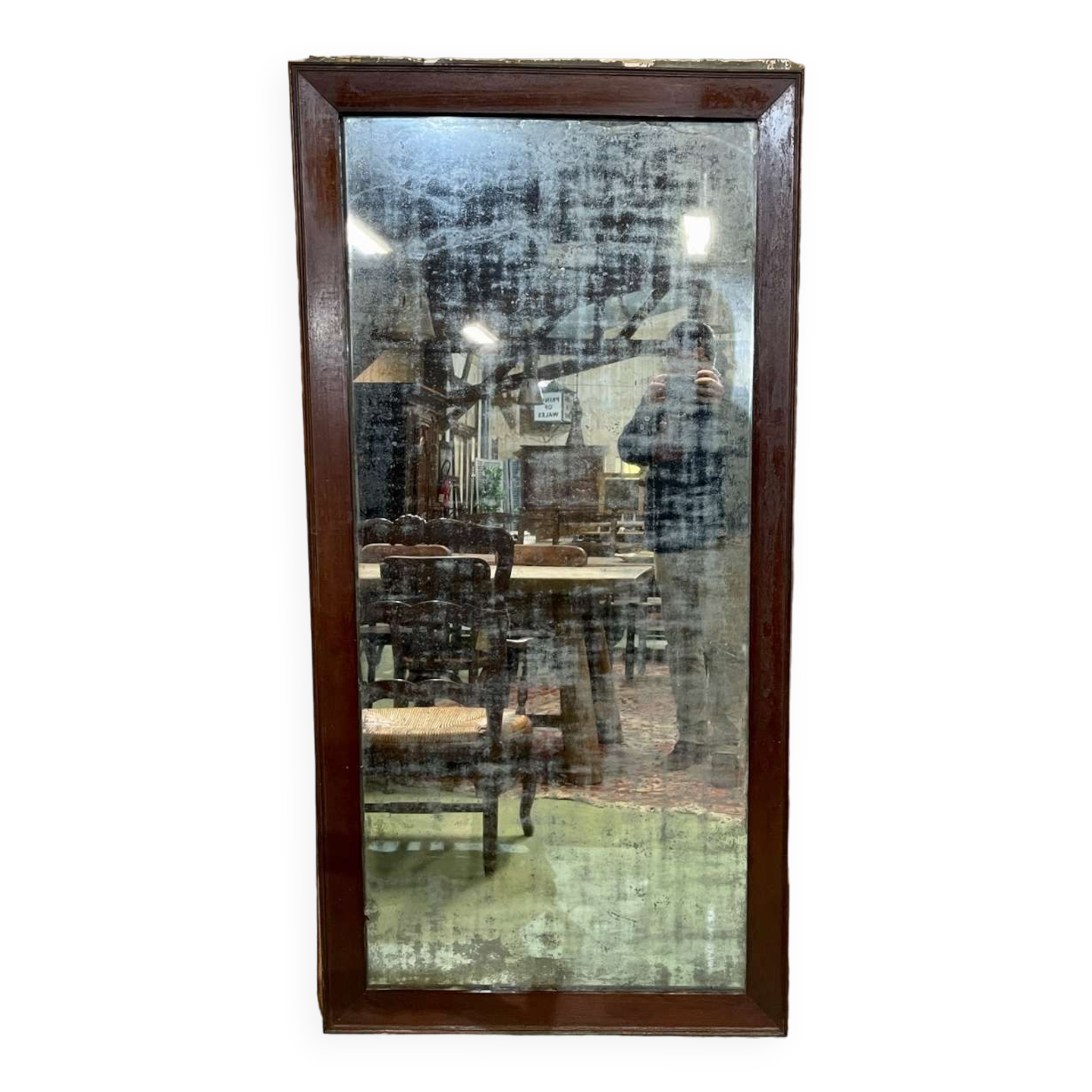 19th-century mirror with wooden frame, in original condition - 1.79m x 87cm